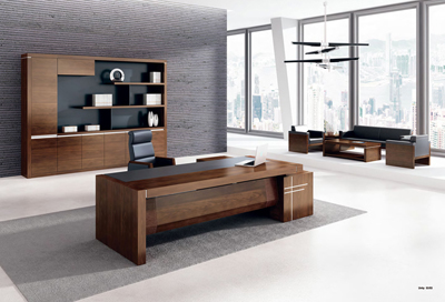 小山纹胡桃木皮总裁用简约大班台UN-01D28 小山纹胡桃木皮总裁用简约大班台UN-01D28